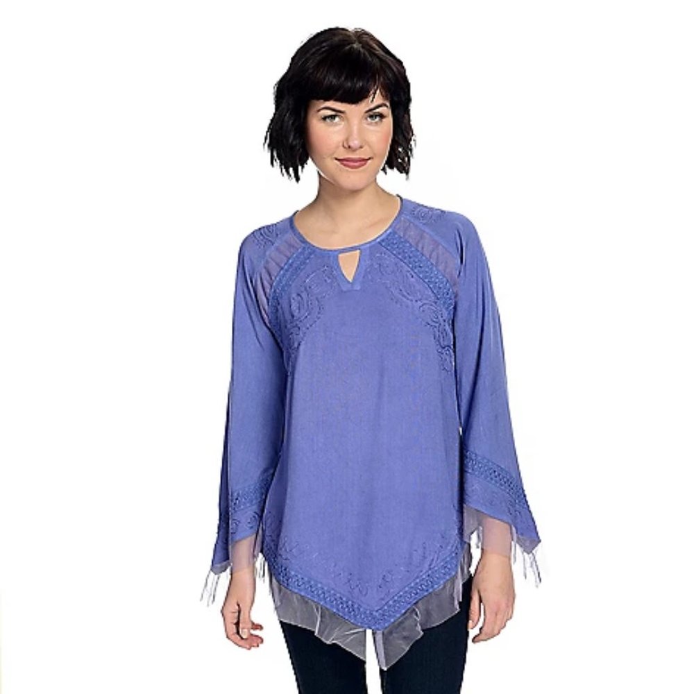 Dusty Blue Peasant Top from Indigo Thread Co. 3X